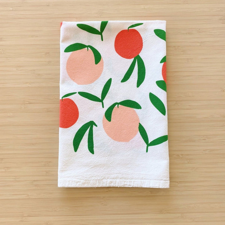 Julie Peach "Peach Toss" Linen Tea Towel - Humble Suds